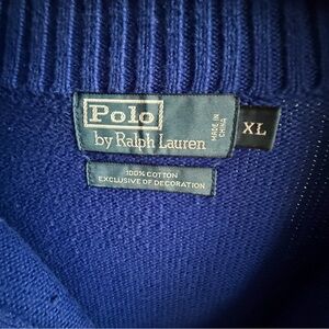 Men’s Blue Quarter Zip XL Polo Ralph Lauren Sweater